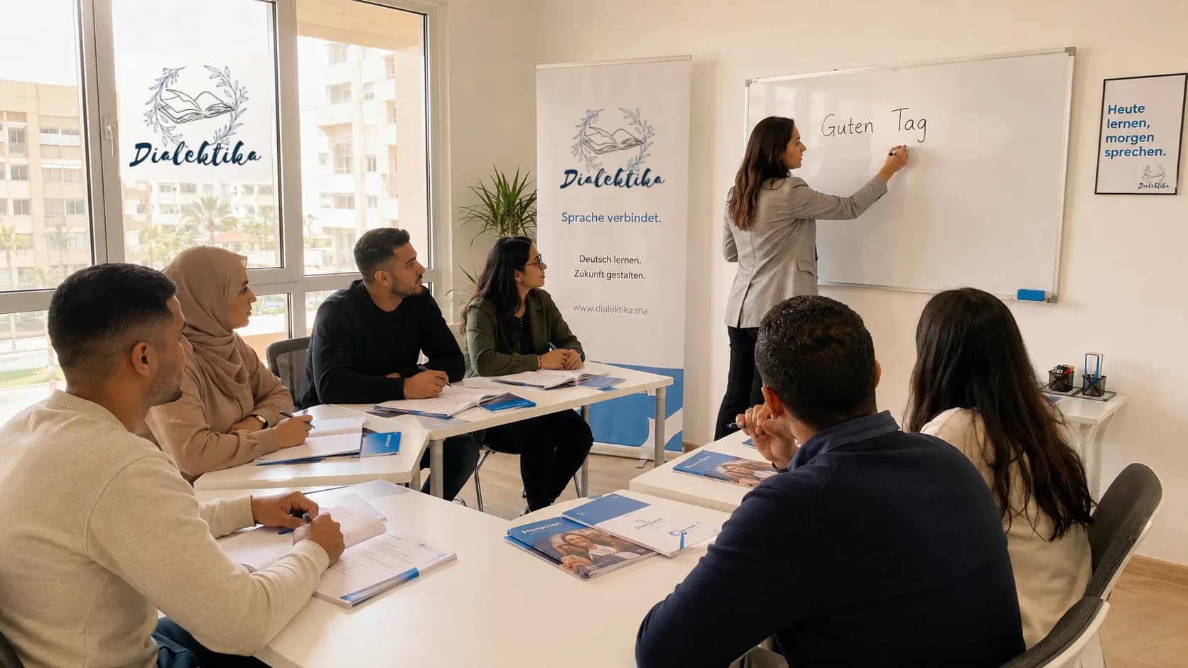 Modern classroom at Dialektika with students